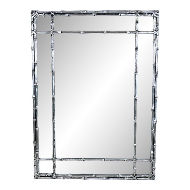 Faux Bamboo Silverleaf Mirror For Sale