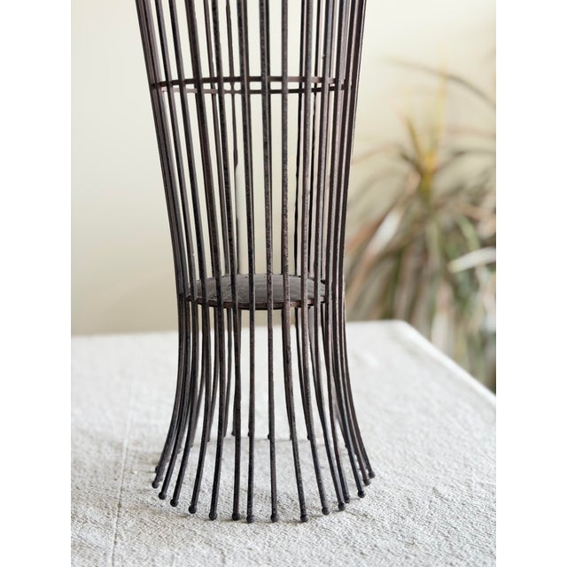 Pair of MCM Mid Century Modern Sculptural Vintage Atomic Modern Black Wire Plant Stands in the Style of Arthur Umanoff Indoor Outdoor For Sale - Image 9 of 12