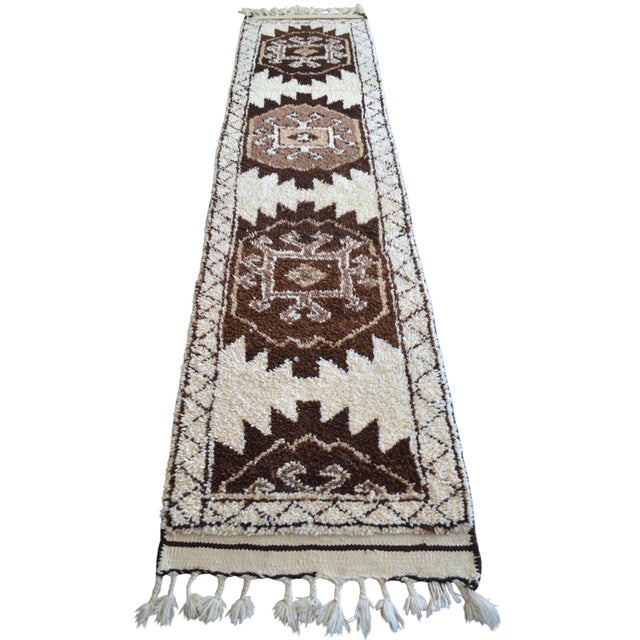 Hand-Knotted Kurdish Runner Rug . Tribal Herki . Undyed Wool Hallway Decor - 2′10″ × 11′11″ For Sale - Image 4 of 14