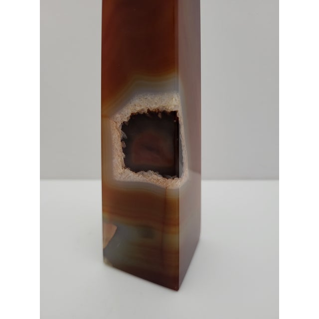 Polished Carnelian Druzy Agate Crystal Healing Obelisk Tower 8 3/4" For Sale - Image 4 of 13