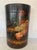 Painted half-moon shaped box Floral motif decoration on a black background Good condition Dimensions: H 60 x W 40 x D 29...