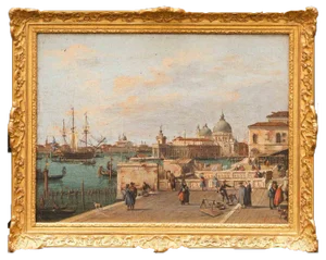 View of Riva degli Schiavoni, Oil Painting, Late 18th Century, Framed