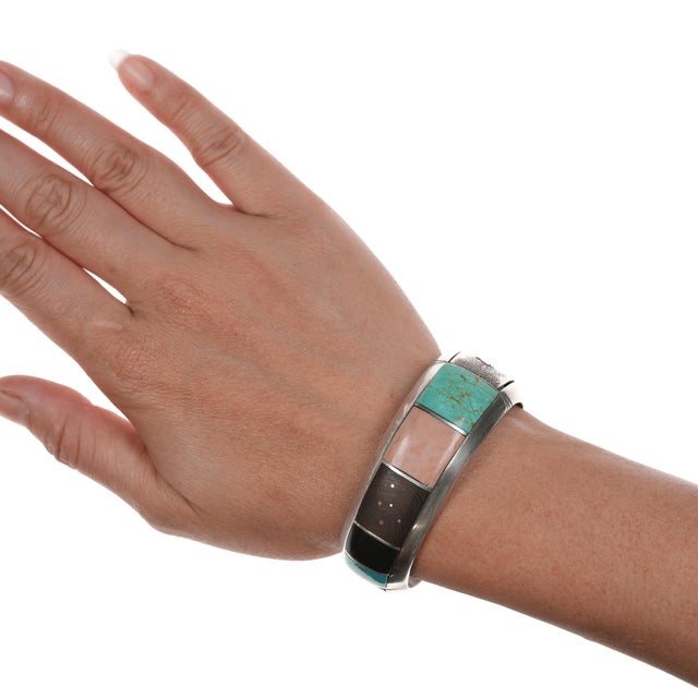 6 1/8" JPS Native American channel inlay sterling cuff...