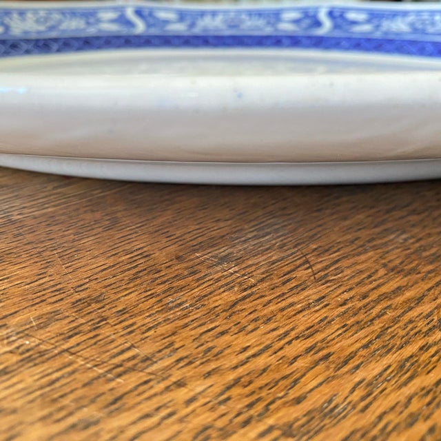 Ceramic Antique Blue and White Whieldon Ware "Corona" Platter - Made in England For Sale - Image 7 of 9