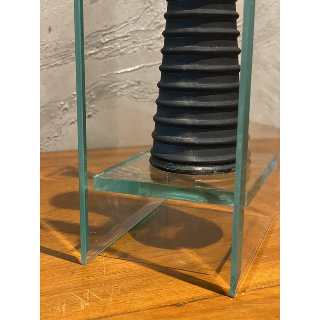 Postmodern Sculptural Glass Vase in Glass and Black Rubber, Italy, 1970s-1980s For Sale - Image 14 of 18