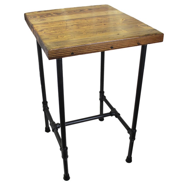 Natural Geo Dublin Rustic Pipe Wooden End Table Chairish