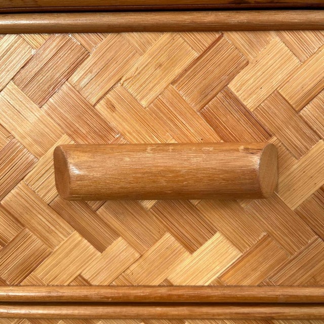 Brown Mid-Century Rattan Cane Chest of Drawers with Lattice Cane Finish For Sale - Image 8 of 14
