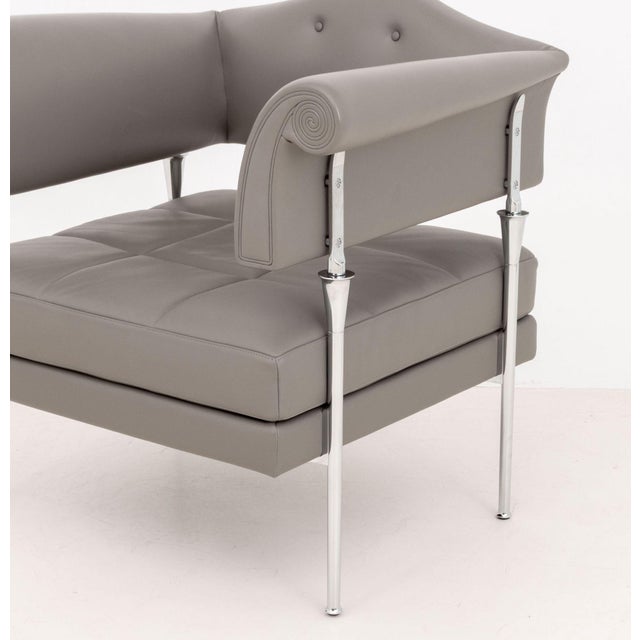 Gray Luca Scacchetti for Poltrona Frau "Hydra Enif" Arm Chairs, Pair For Sale - Image 8 of 11