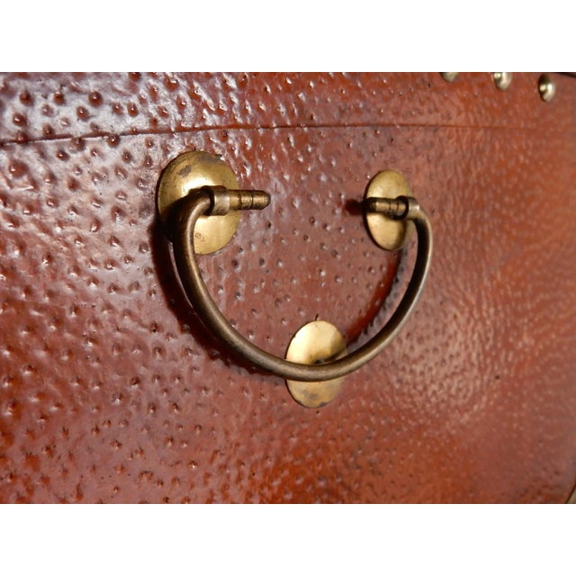 1980s Exotic Brass Nail Head & Enameled Wood Nesting Trunks or Chests For Sale - Image 9 of 12