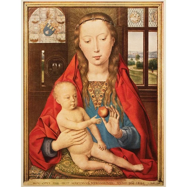 Printmaking Materials 1956 After Hans Memling "The Virgin and Child", Vintage Full-Color Print For Sale - Image 7 of 8