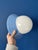 Metal Vintage Blue Metal Wall Light with Opaline Globe 1970s Design Light Fixture For Sale - Image 7 of 9