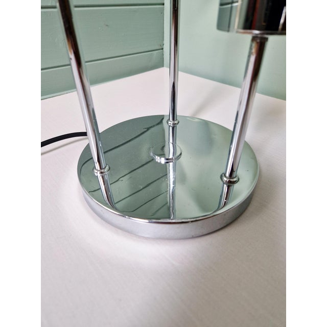 1970s Space Age Floor Lamp in Chromed Metal and White Opaline Glass Globe from Sölken Leuchten, 1970 For Sale - Image 5 of 14
