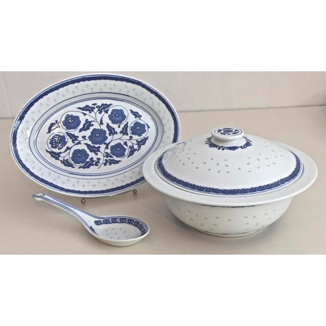 Vintage Riceware Covered Tureen and Serving Platter - Set of 3 For Sale In Tampa - Image 6 of 6