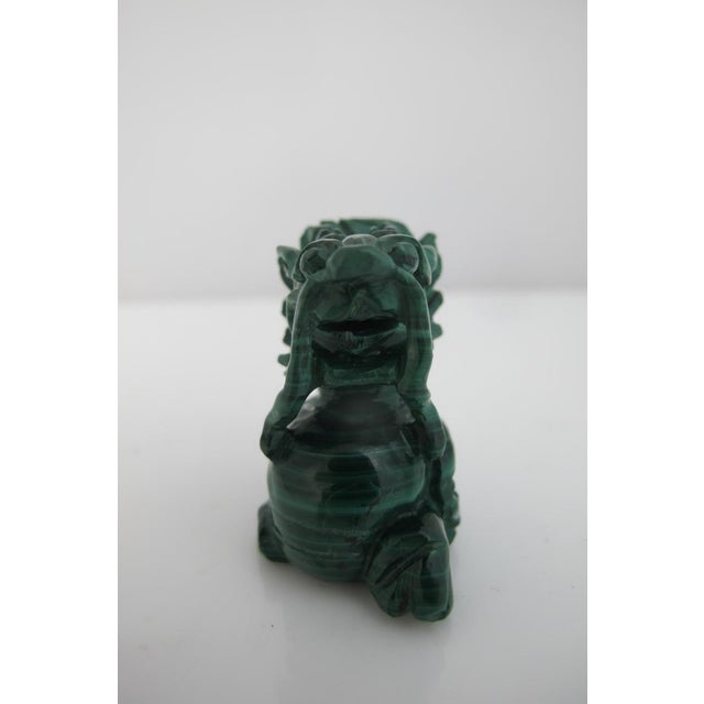 Chinese Malachite Carved Chinese Dragon Foo Dog Amulet Miniature Figurine For Sale - Image 3 of 6