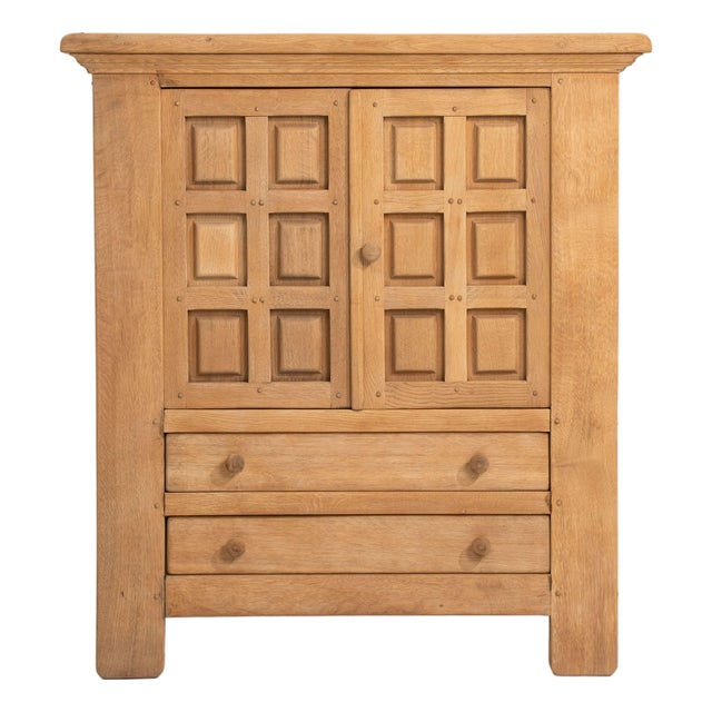 Oak Brutalist Buffet, Antique, France, Circa 1970 For Sale