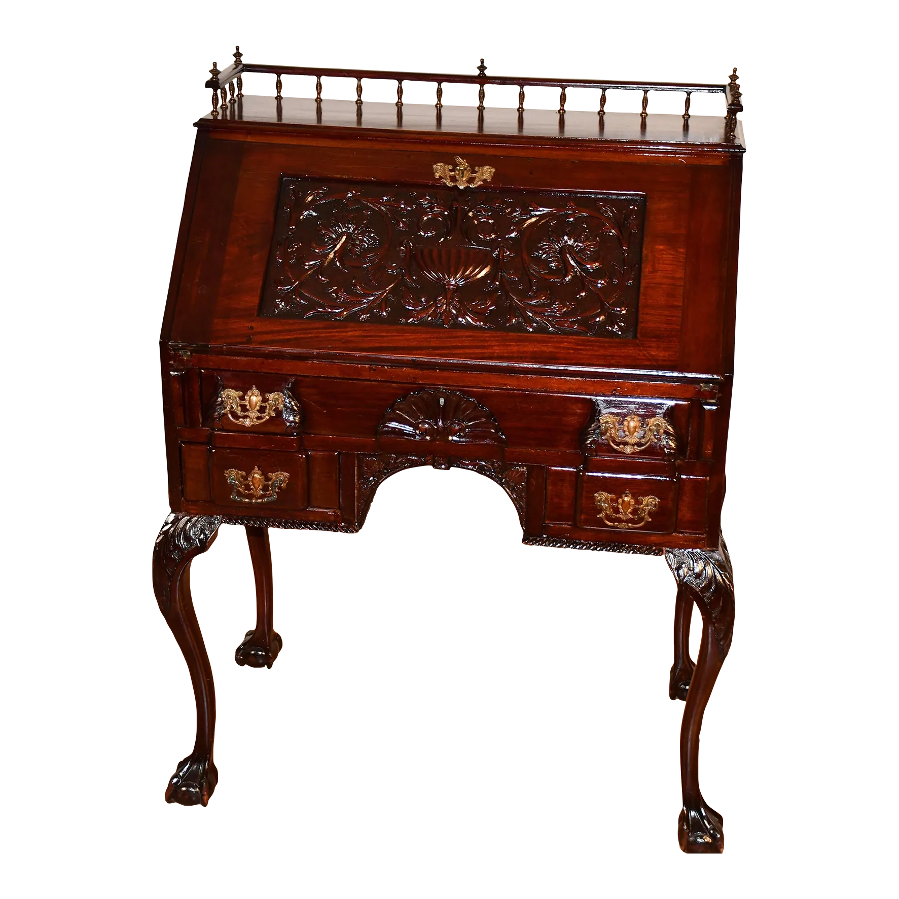 1880s Antique Rj Horner Solid Mahogany Slant Front Secretary