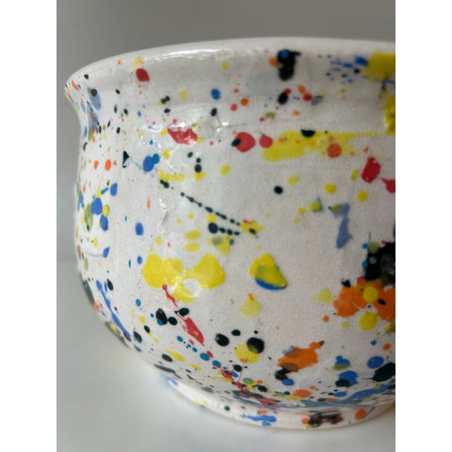 Pop Art Ceramic Colorful “Jackson Pollack Style” Bowl Signed Lori Dresner For Sale - Image 3 of 7