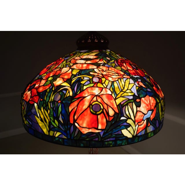 Louis Comfort Tiffany Style Oriental Poppy Floor Lamp For Sale - Image 13 of 15