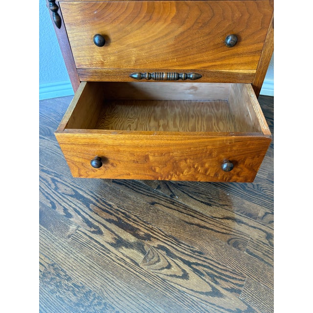 Industrial Vintage Traditional Solid Wood 2-Drawer Mobile File Cabinet on Darnell Industrial Casters For Sale - Image 3 of 12