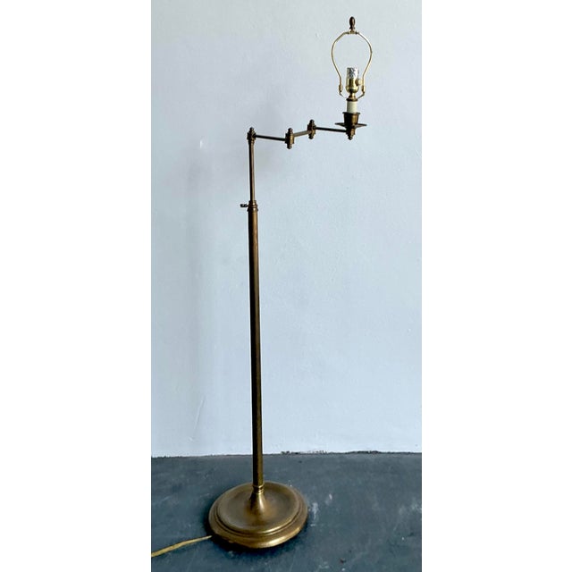 Metal Vintage Regency Brass Articulated Floor Lamp For Sale - Image 7 of 10