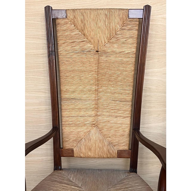 20th Pair of Spanish Walnut Armchairs with High Back and Seat Caned For Sale - Image 9 of 18