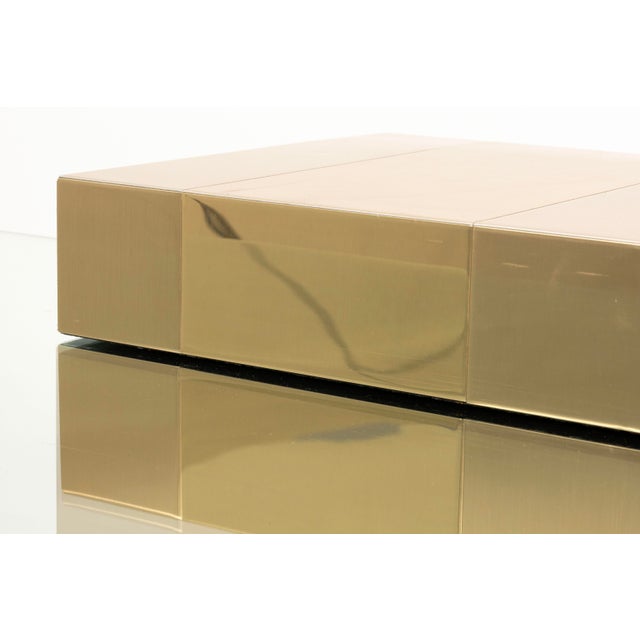 Late 20th Century Cityscape Brass and Glass Floating Coffee Table by Paul Evans For Sale - Image 5 of 8