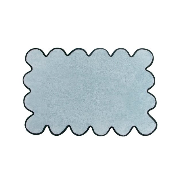 Kassatex x Chairish Scallop Tubmat, Blue/Forest Green For Sale - Image 10 of 10