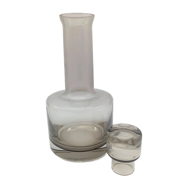 Offered is a vintage "Morven" design (Pattern No. 4025) glass decanter in a smoky grey-brown or peat colorway made by...