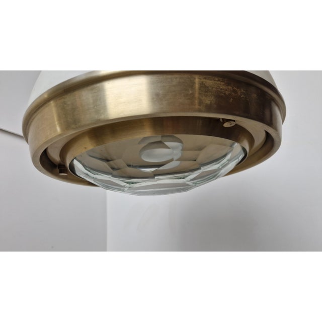 Brass-Plated Aluminum Chandelier with Diamond-Shaped Glass Lampshade by Pia Guidetti Crippa for Lumi, 1970s For Sale - Image 11 of 13