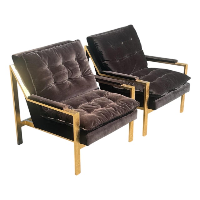 Worlds Away Cameron G Flat Bar Lounge Chair Pair For Sale