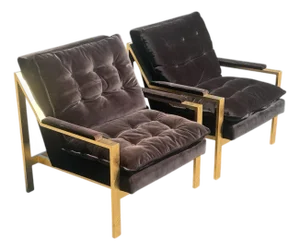 Worlds Away Cameron G Flat Bar Lounge Chair Pair