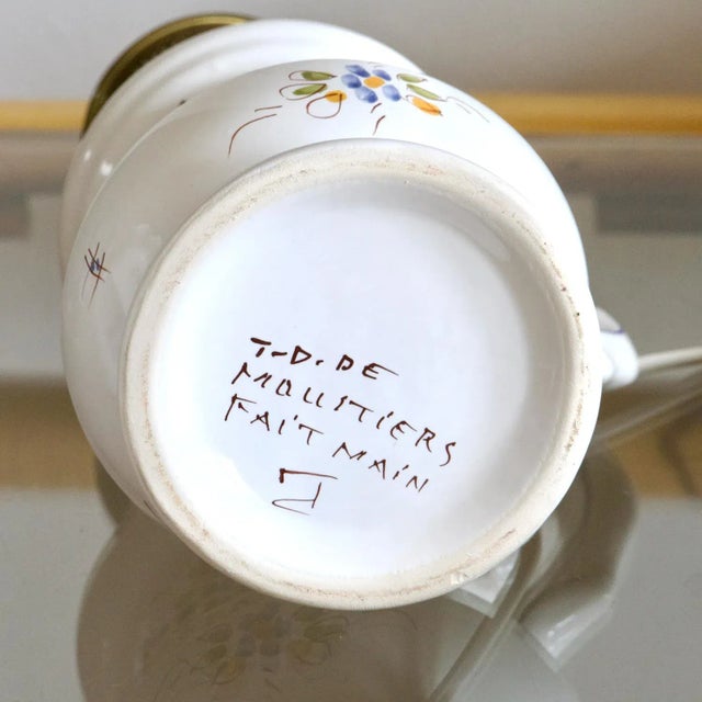 Blue Large Hand-Painted Hand-Painted Lamp from Moustiers, 1930s For Sale - Image 8 of 11