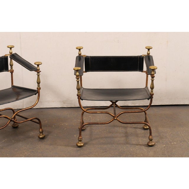 Mid 20th Century Curule Savonarola Chairs from Italy - A Pair For Sale - Image 10 of 11