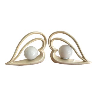 1980 Ceramic Heart Shaped Table Lamps - a Pair For Sale