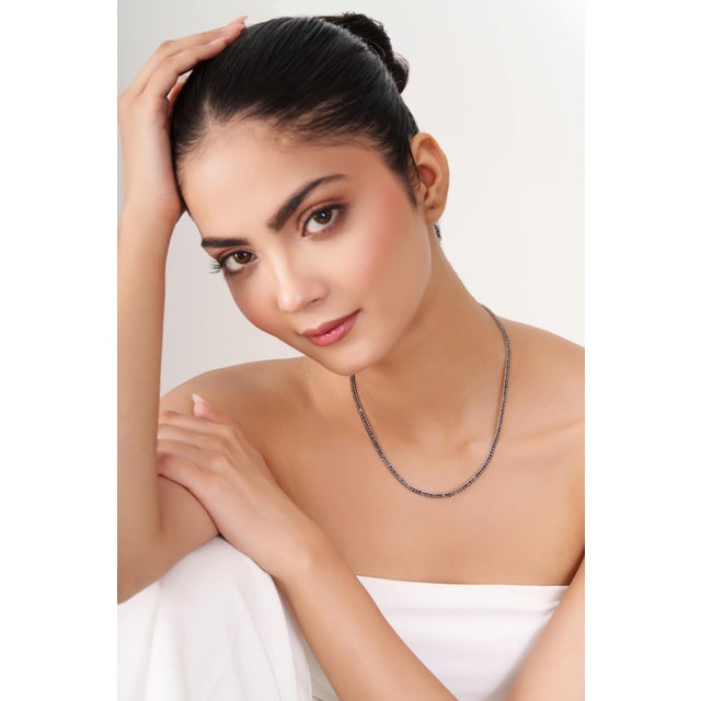 7.5 Carat Round Cut Black Diamond Riviera Tennis Necklace in 18k White Gold For Sale - Image 11 of 18