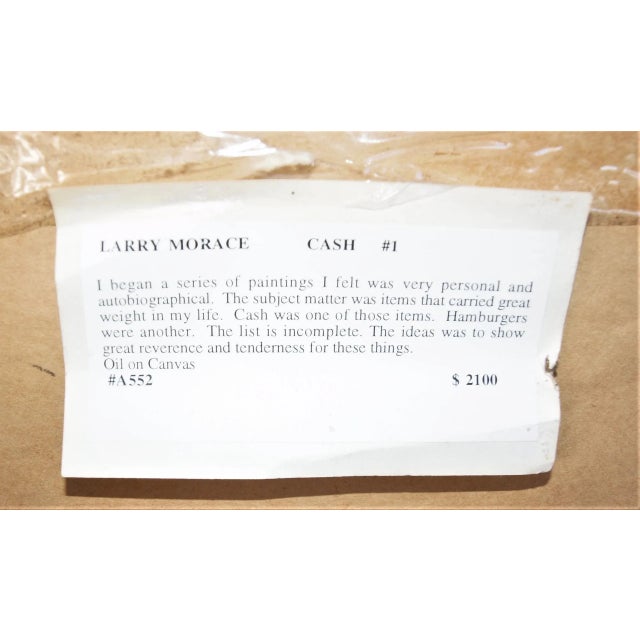 1990s Larry Morace Original Framed Abstract Oil on Canvas “Cash #1” For Sale - Image 5 of 6