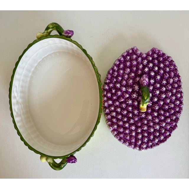 Vintage Majolica Ceramic Asparagus Bundle Soup Tureen For Sale - Image 10 of 10