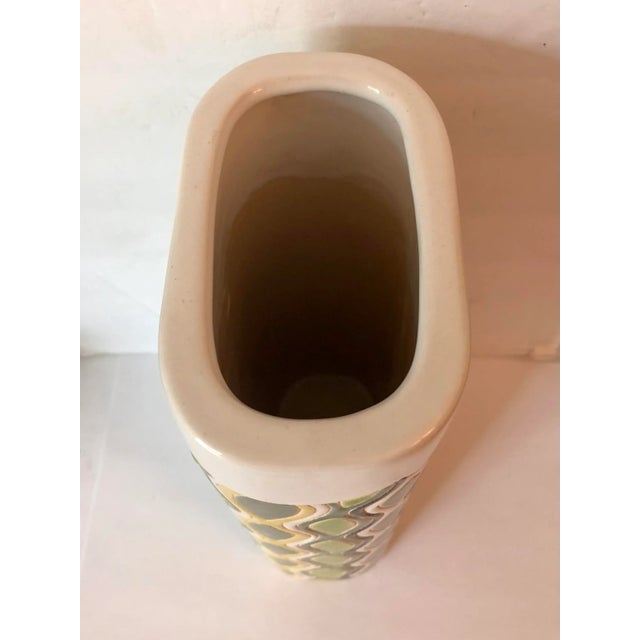 Retro Ceramic Vase With Geometric Pattern, 1960s For Sale - Image 4 of 10