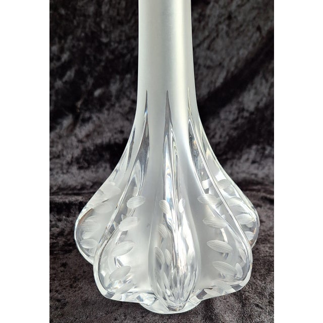 Soliflore Glass Vase Marie-Claude in Frosted Crystal Glass by Lalique, 1970s, in Flawless conditions. Designed 1970 to...