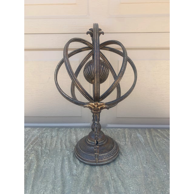 Vintage Iron Armillary Sphere Sundial Garden Ornament, English Estate Outdoor Decor For Sale - Image 10 of 10