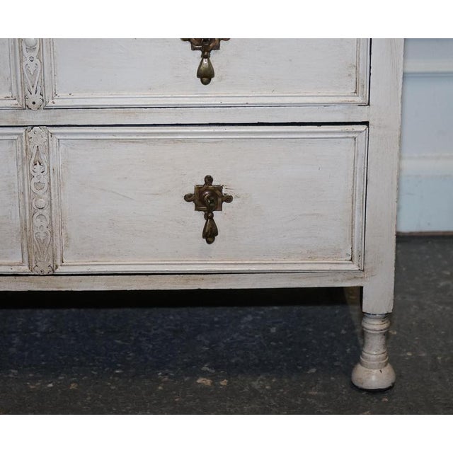 Victorian Hand-Painted Ivory Chest of Drawers with Brass Handles For Sale - Image 6 of 14