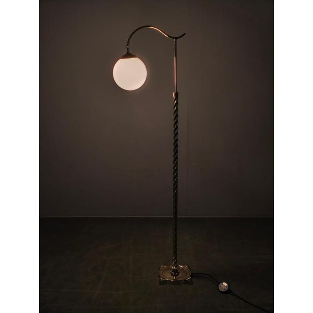 Art Deco Italian Brass Floor Lamp with Glass Globe, 1930s For Sale - Image 12 of 13
