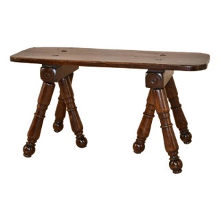Early 19th Century French Walnut Folk Art Bench For Sale