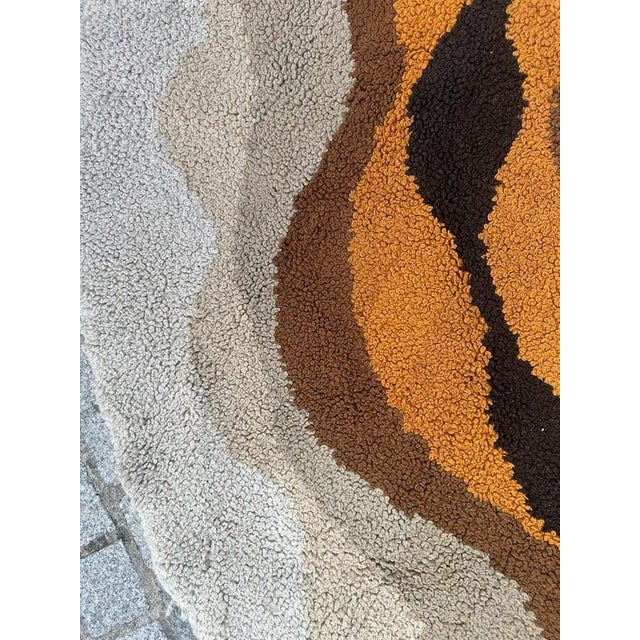 Brown Vintage French Round Hand-Knotted Cogolin Rug, 1960s For Sale - Image 8 of 18