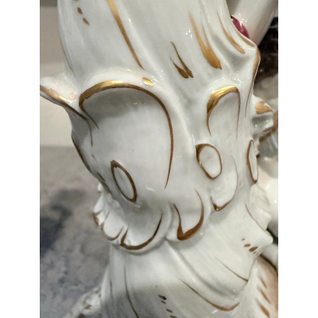 Ceramic Von Schierholz Handmalerei Dresden Cherub Putti Flower Candle Holders-Pair For Sale - Image 7 of 12