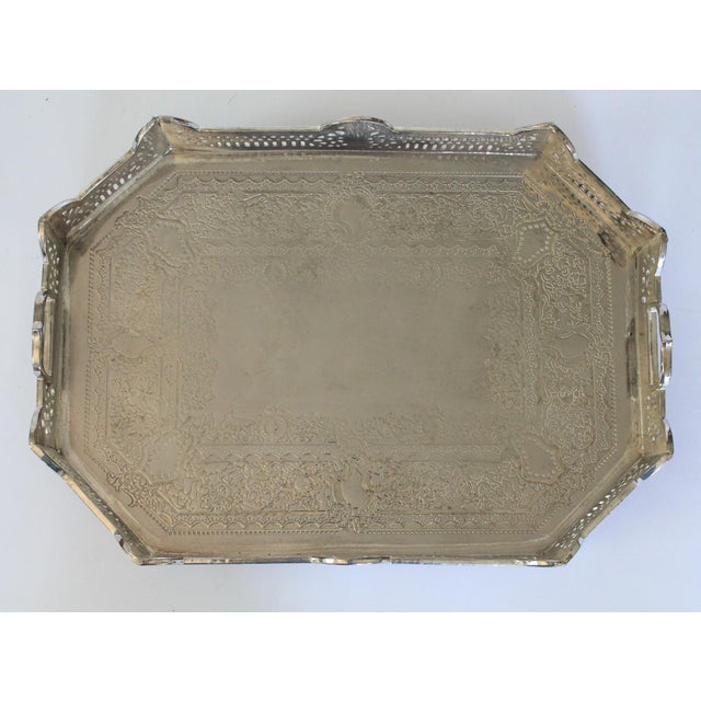 Vintage Edwardian-Style Reticulated Serving Tray For Sale In Milwaukee - Image 6 of 12