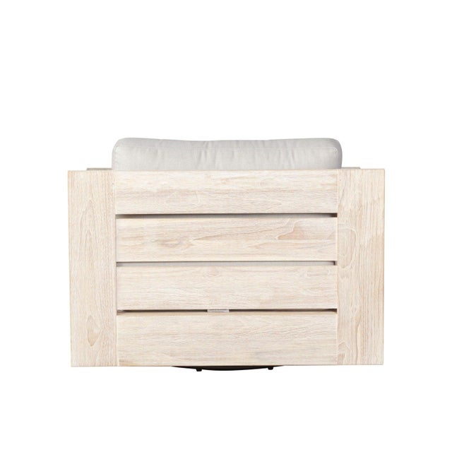 Imperial Grove Outdoor Solid Teak Wood, Natural Look Revolving Chair For Sale - Image 4 of 11