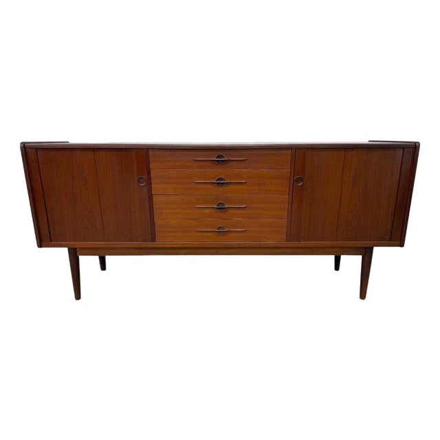 Mid-Century Danish Modern Teak Tambour Sideboard For Sale