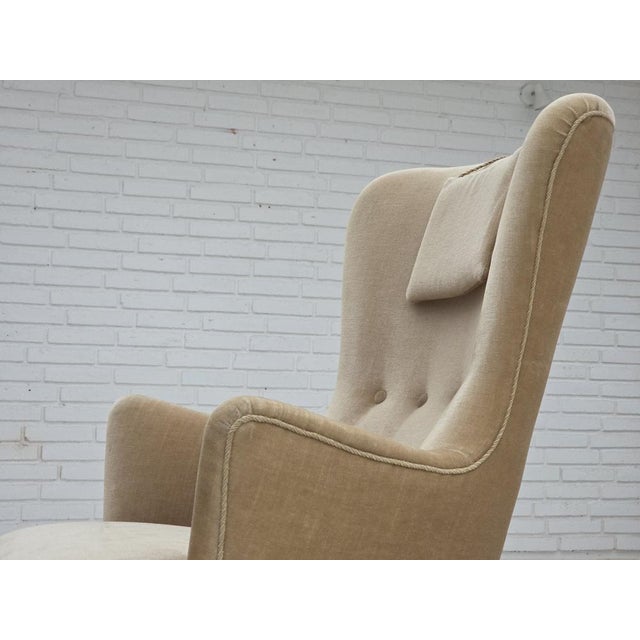 Brown Vintage Danish Chair in Furniture Velour, 1960s For Sale - Image 8 of 18