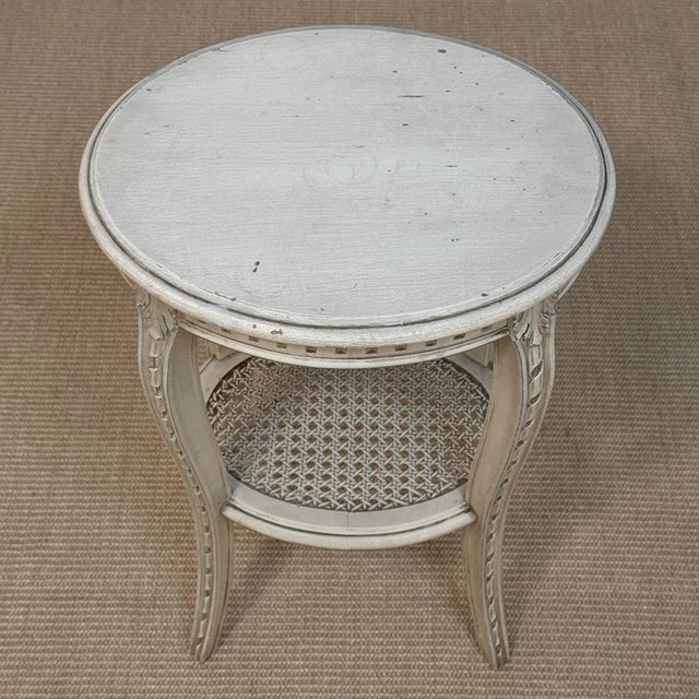 Pair Louis XVI Painted Oval End Tables For Sale - Image 16 of 17